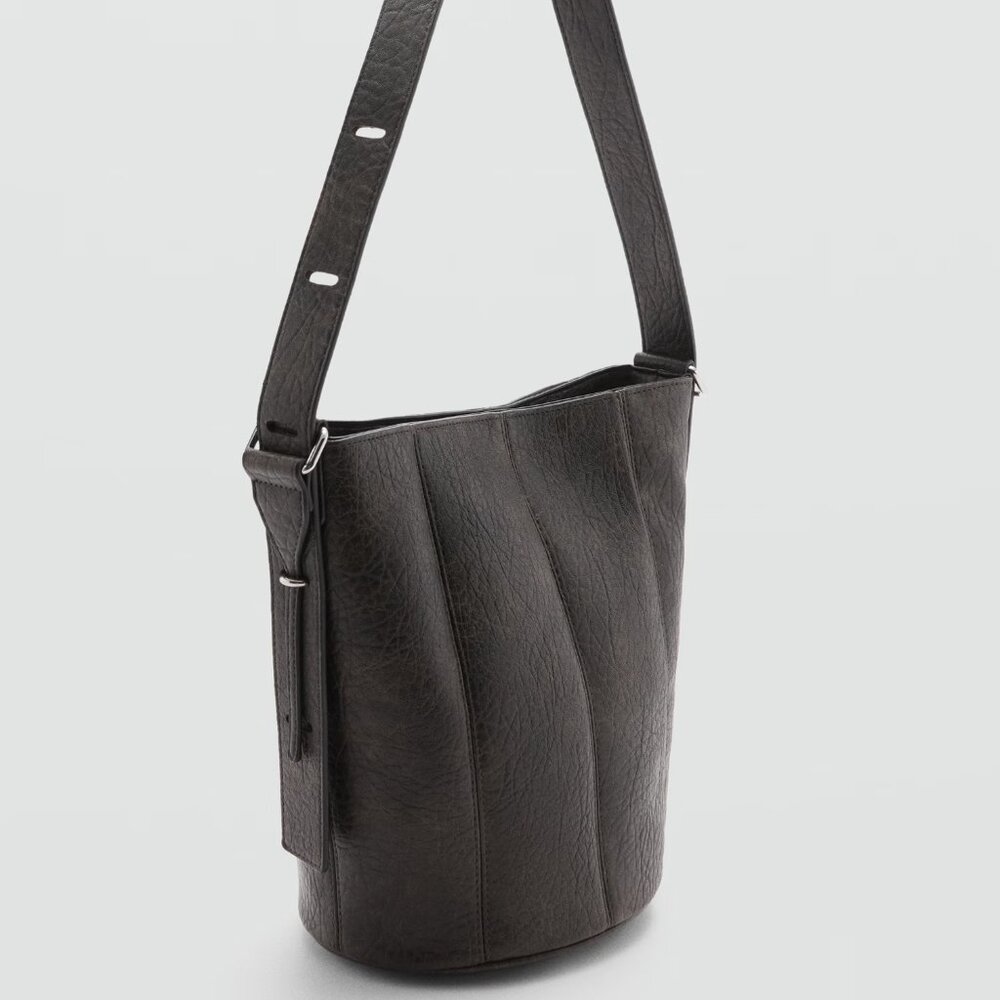 MANGO Brown Faux-leather Bucket Handbag/NWT - Picture 2 of 15